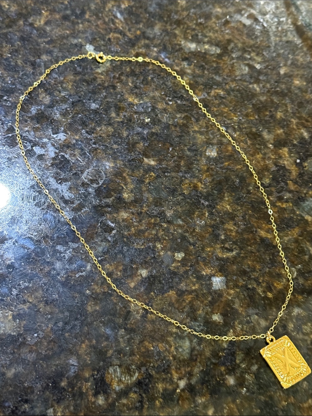 Anthropologie Gold Plated Vintage-Style Monogram Initial "X" Pendant Necklace!🔥🔥 - Picture 7 of 16